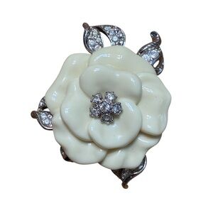 Nolan Miller Cream Camilla Rhinestone Brooch